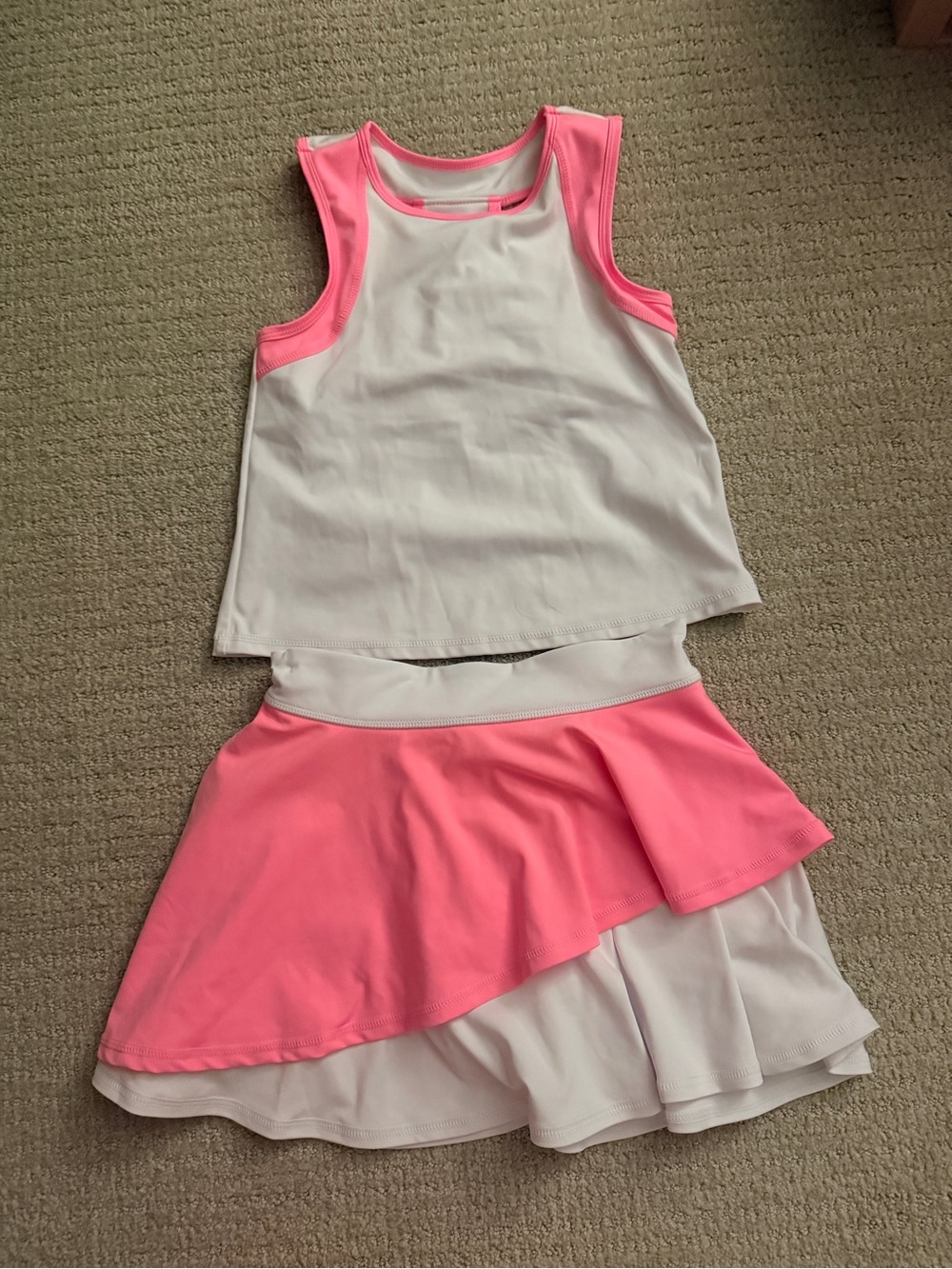 Tommy Bahama White and Hot Pink Girls Two-Piece Matching Tennis Outfit